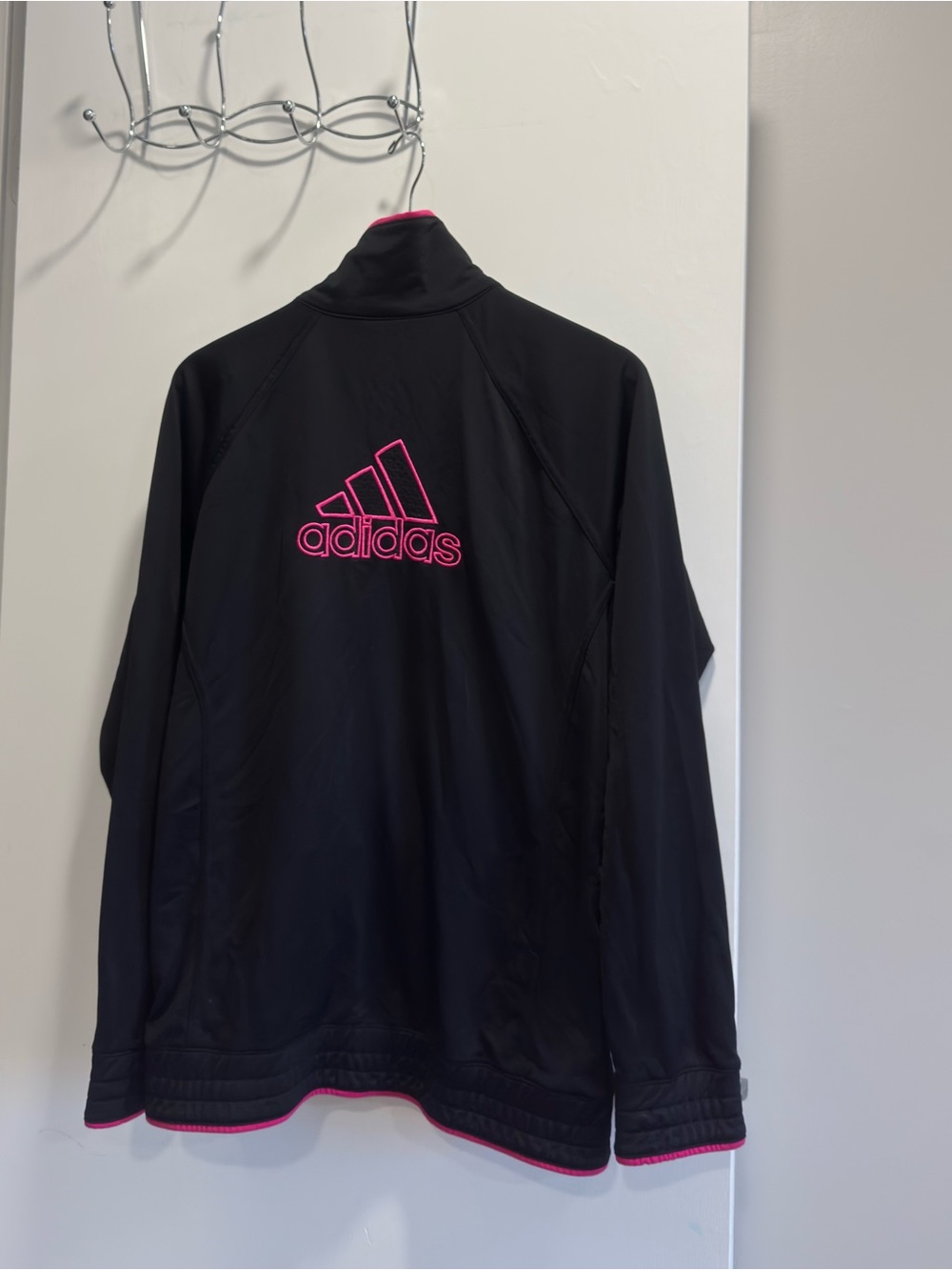 y2K adidas Black Performance Jacket with Pink Logo